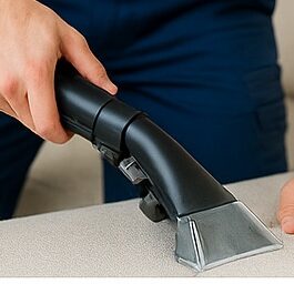 Technicien Lavage MD nettoyant un divan en tissus