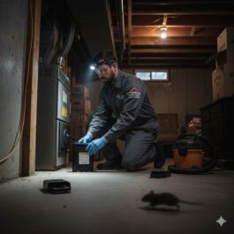 extermination souris saint-jean Un technicien de Lavage MD inspectant discr&egrave;tement un point d'entr&eacute;e potentiel pour des souris dans une r&eacute;sidence de Saint-Jean-sur-Richelieu.