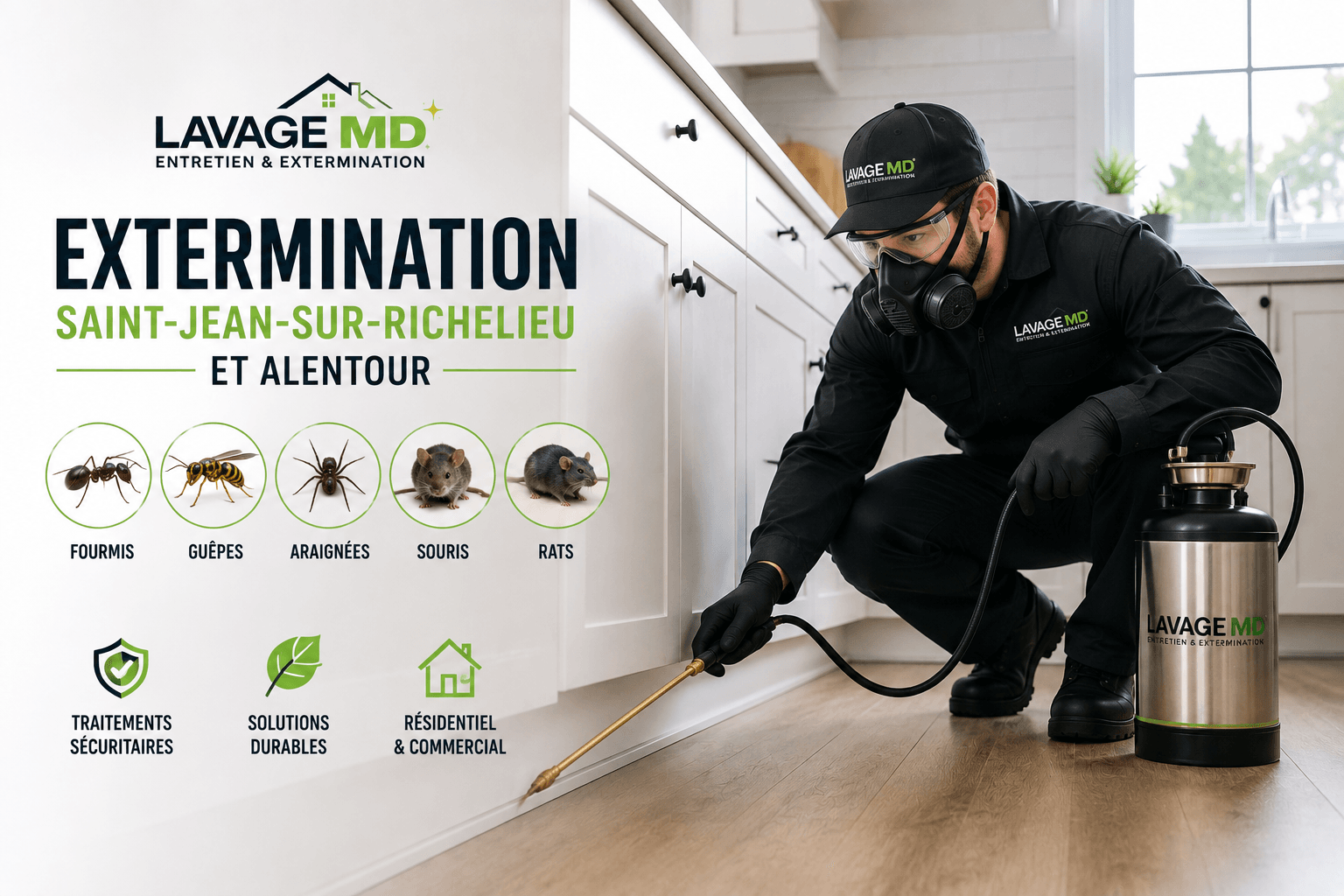 Exterminateur à Saint-Jean-sur-Richelieu : traitement des fourmis, guêpes, araignées, souris et rats